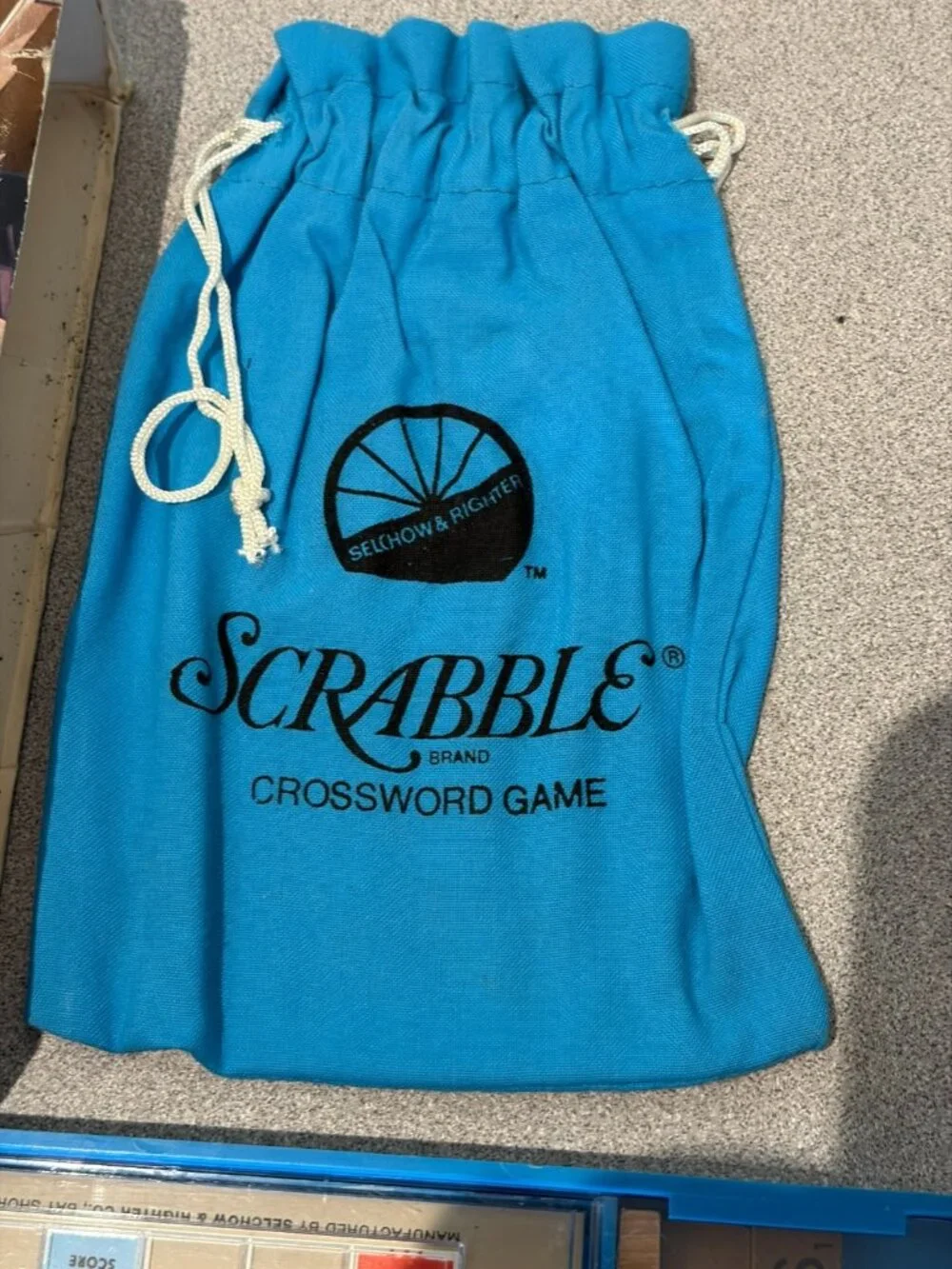 Vintage 1977 Scrabble Travel Edition Crossword Game #52 Blue Case Wood Tiles